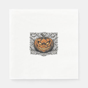 Vintage Engraving Halloween Pumpkin Shirt Design_1 Napkin