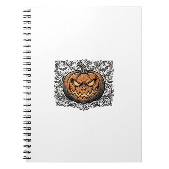 Vintage Engraving Halloween Pumpkin Shirt Design_1 Notebook (Front)