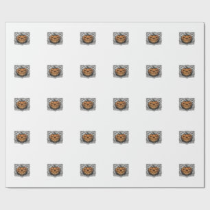 Vintage Engraving Halloween Pumpkin Shirt Design_1 Wrapping Paper