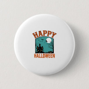 Vintage Engraving Happy Halloween Haunted House De 6 Cm Round Badge
