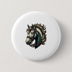 Vintage Engraving Horse Head Vector 6 Cm Round Badge