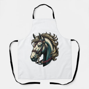 Vintage Engraving Horse Head Vector Apron