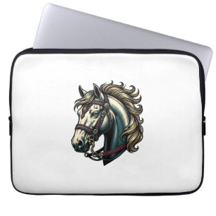 Vintage Engraving Horse Head Vector Laptop Sleeve