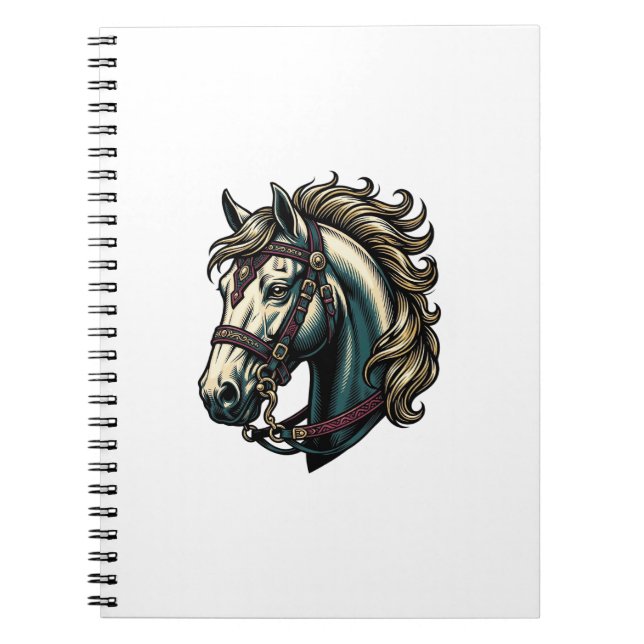 Vintage Engraving Horse Head Vector Notebook (Front)