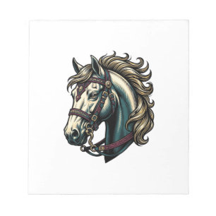 Vintage Engraving Horse Head Vector Notepad