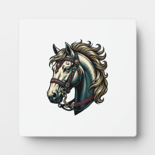 Vintage Engraving Horse Head Vector Plaque