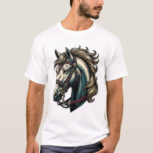 Vintage Engraving Horse Head Vector T-Shirt