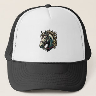 Vintage Engraving Horse Head Vector Trucker Hat