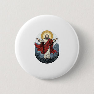 Vintage Engraving Jesus Mountain Shirt 6 Cm Round Badge