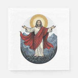 Vintage Engraving Jesus Mountain Shirt Napkin