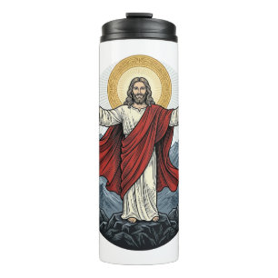 Vintage Engraving Jesus Mountain Shirt Thermal Tumbler