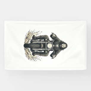 Vintage Engraving Motorcycle Rider Vector Design_1 Banner