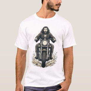 Vintage Engraving Motorcycle Rider Vector Design_1 T-Shirt