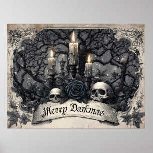 Vintage Engraving of a Gothic Christmas Scene Poster