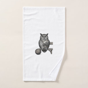 Vintage Engraving Owl Soccer Coach Shirt Design_1 Hand Towel