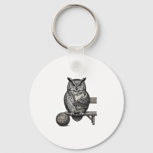 Vintage Engraving Owl Soccer Coach Shirt Design_1 Key Ring
