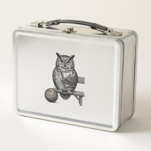 Vintage Engraving Owl Soccer Coach Shirt Design_1 Metal Lunch Box