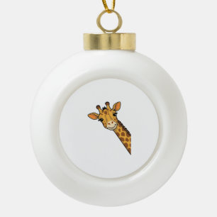 Vintage Engraving Peeking Giraffe Shirt Design_1 Ceramic Ball Christmas Ornament