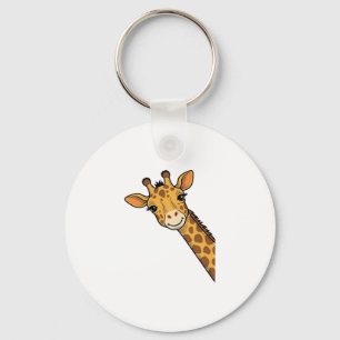 Vintage Engraving Peeking Giraffe Shirt Design_1 Key Ring