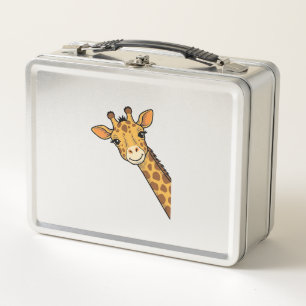 Vintage Engraving Peeking Giraffe Shirt Design_1 Metal Lunch Box
