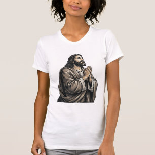 Vintage Engraving Praying Man Religious Shirt Desi