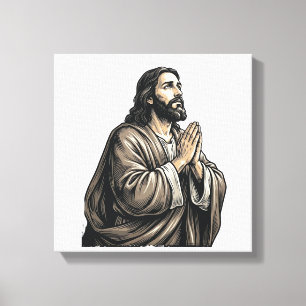 Vintage Engraving Praying Man Religious Shirt Desi Canvas Print