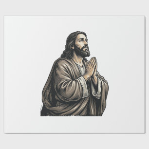 Vintage Engraving Praying Man Religious Shirt Desi Wrapping Paper