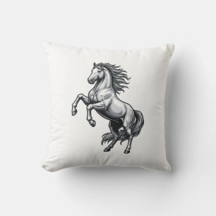 Vintage Engraving Rearing Horse Vector Design_1 Cushion