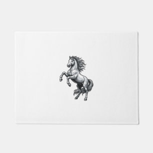 Vintage Engraving Rearing Horse Vector Design_1 Doormat