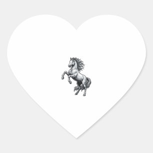 Vintage Engraving Rearing Horse Vector Design_1 Heart Sticker