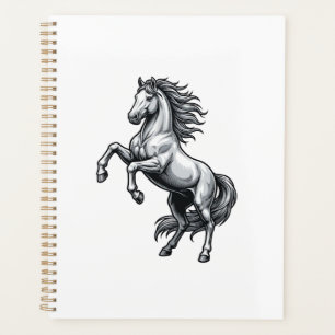 Vintage Engraving Rearing Horse Vector Design_1 Planner