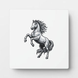 Vintage Engraving Rearing Horse Vector Design_1 Plaque