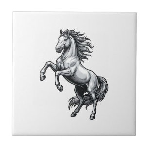 Vintage Engraving Rearing Horse Vector Design_1 Tile