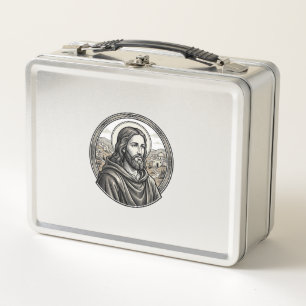 Vintage Engraving Religious Portrait Shirt Metal Lunch Box