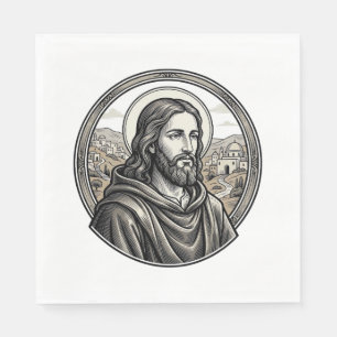 Vintage Engraving Religious Portrait Shirt Napkin