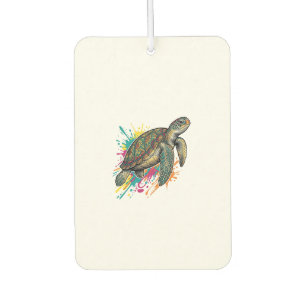 Vintage Engraving Sea Turtle Colour Splash Shirt_1 Car Air Freshener