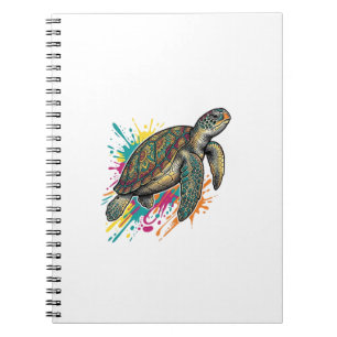 Vintage Engraving Sea Turtle Colour Splash Shirt_1 Notebook