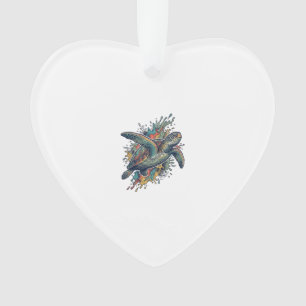 Vintage Engraving Sea Turtle Splash Vector Design_ Ornament
