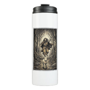 Vintage Engraving Shepherd and Lamb Forest Thermal Tumbler