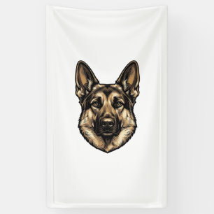 Vintage Engraving Shepherd Dog Vector Design_1 Banner