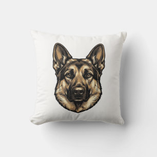 Vintage Engraving Shepherd Dog Vector Design_1 Cushion