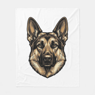 Vintage Engraving Shepherd Dog Vector Design_1 Fleece Blanket