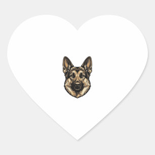 Vintage Engraving Shepherd Dog Vector Design_1 Heart Sticker