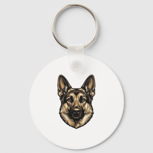 Vintage Engraving Shepherd Dog Vector Design_1 Key Ring