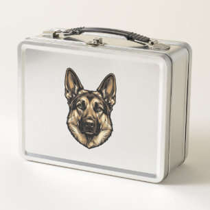Vintage Engraving Shepherd Dog Vector Design_1 Metal Lunch Box