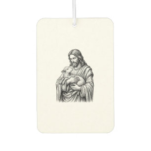 Vintage Engraving Shepherd Holding Lamb Vector Des Car Air Freshener