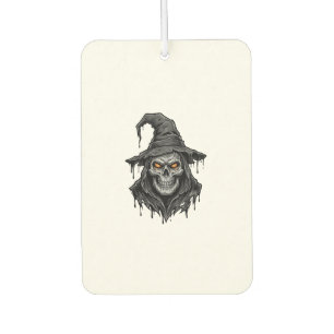 Vintage Engraving Skull Witch Hat Halloween Shirt_ Car Air Freshener