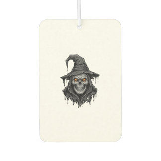 Vintage Engraving Skull Witch Hat Halloween Shirt_ Car Air Freshener