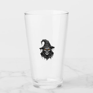 Vintage Engraving Skull Witch Hat Halloween Shirt_ Glass