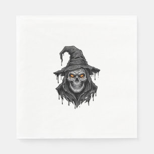 Vintage Engraving Skull Witch Hat Halloween Shirt_ Napkin